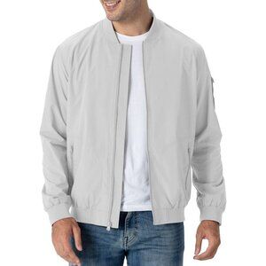 Men's Bomber Jacket 01 Sliver White Causal Stylish Fashion Zippered Pockets